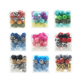 20pcs Glow In The Dark Hexagon Silicone Beads 11mm 13mm 17mm Leopard Printed