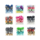20pcs Glow In The Dark Hexagon Silicone Beads 11mm 13mm 17mm Leopard Printed