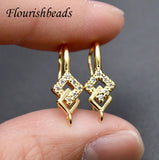 20pcs CZ Bead Paved Plating Earring Hooks for DIY Jewelry Making