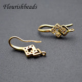 20pcs CZ Bead Paved Plating Earring Hooks for DIY Jewelry Making