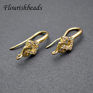 20pcs CZ Bead Paved Plating Earring Hooks for DIY Jewelry Making