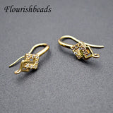 20pcs CZ Bead Paved Plating Earring Hooks for DIY Jewelry Making