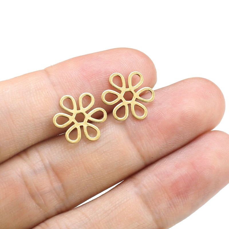 20pcs Hollow Flower Earring Charms Brass Daisy Charm 12.5x0.6mm