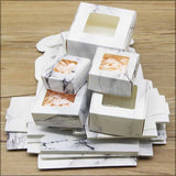 20pcs Marbling Pattern Paper Candy Cake Boxes with Window
