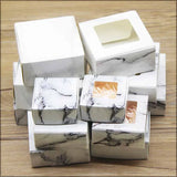 20pcs Marbling Pattern Paper Candy Cake Boxes with Window