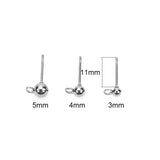 20pcs Stainless Steel Stud Earring Post Pins Loop Earring Findings