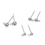 20pcs Stainless Steel Stud Earring Post Pins Loop Earring Findings
