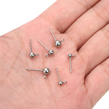 20pcs Stainless Steel Stud Earring Post Pins Loop Earring Findings