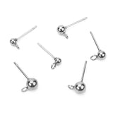 20pcs Stainless Steel Stud Earring Post Pins Loop Earring Findings