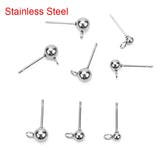 20pcs Stainless Steel Stud Earring Post Pins Loop Earring Findings