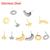 20pcs Stainless Steel Stud Earring Moon Star DIY Jewelry Findings