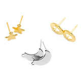 20pcs Stainless Steel Stud Earring Moon Star DIY Jewelry Findings