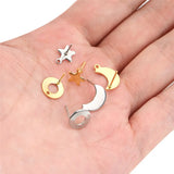20pcs Stainless Steel Stud Earring Moon Star DIY Jewelry Findings