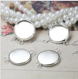 20pcs Silver Double Hole Double Ring Gemstone Tray 10-20MM Accessory