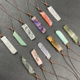 Irregular Rectangle Stone Pendant Healing Crystal Quartz Adjustable Necklace