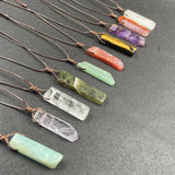 Irregular Rectangle Stone Pendant Healing Crystal Quartz Adjustable Necklace