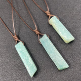 Irregular Rectangle Stone Pendant Healing Crystal Quartz Adjustable Necklace