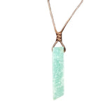 Irregular Rectangle Stone Pendant Healing Crystal Quartz Adjustable Necklace