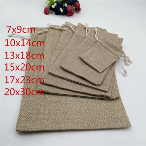 20pcs Jute Drawstring Gift Bags Wedding Decoration Burlap Bag Pouches 6 Sizes