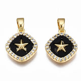 20pcs Heart Key & Lock CZ Pendant 18K Plated Enamel Charms
