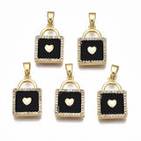20pcs Heart Key & Lock CZ Pendant 18K Plated Enamel Charms