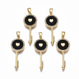 20pcs Heart Key & Lock CZ Pendant 18K Plated Enamel Charms