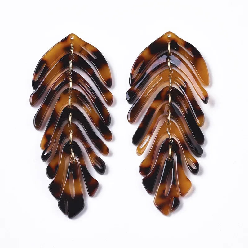 20pcs Resin Leaf Shape Pendants Charms DIY Jewelry Making Supplies