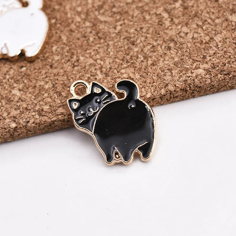 20pcs 14*16mm Cat Diy Jewelry Making Enamel Charms