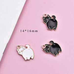 20pcs 14*16mm Cat Diy Jewelry Making Enamel Charms