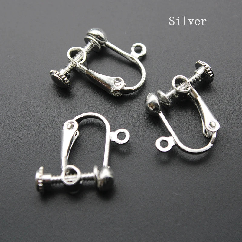 20pcs 14x17mm Round Head Screw Ear Clip DIY Clip On Earrings Parts