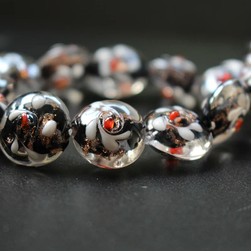 20pcs 16mm Lampwork Glass Flower Flat Beads for Jewelry Making