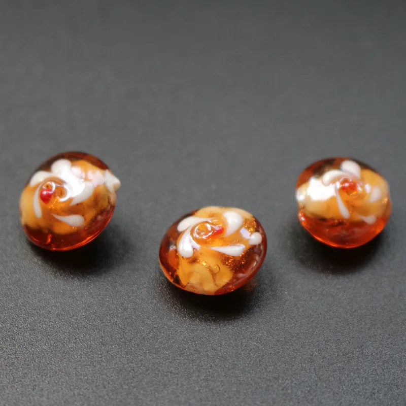 20pcs 16x14x10mm Brown Lampwork Glass Flower Beads Charms