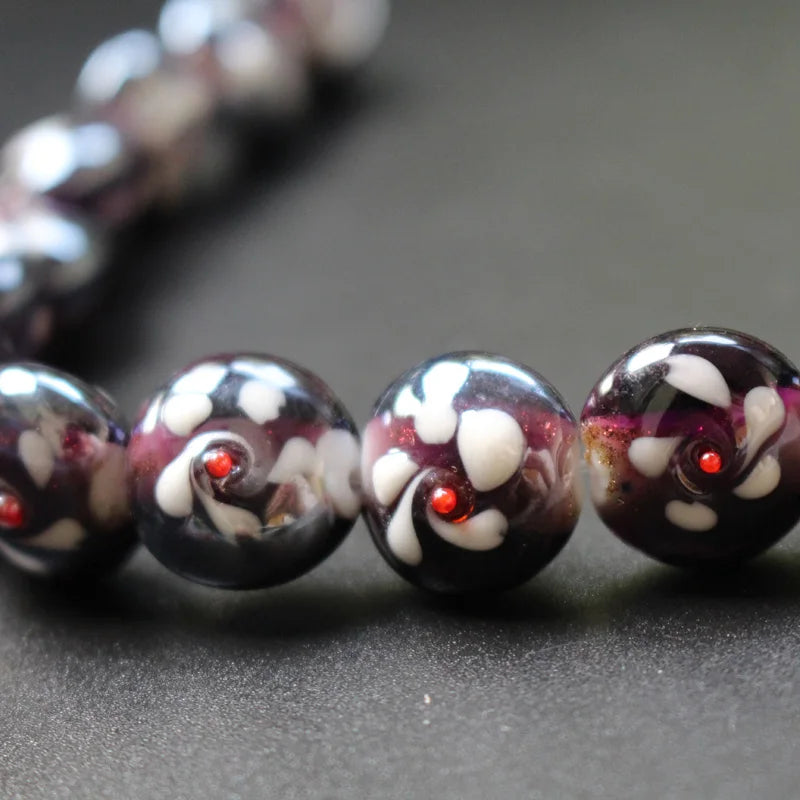 20pcs 16mm Dark Purple Lampwork Glass Flower Beads Charms