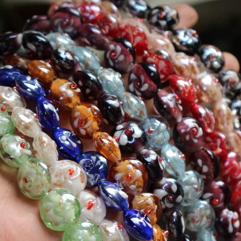 20pcs Mix Color 16mm Lampwork Glass Flower Beads for Jewelry Making
