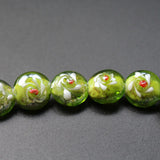 20pcs 16x14x10mm Olive Green Lampwork Glass Flower Beads for Jewelry Making