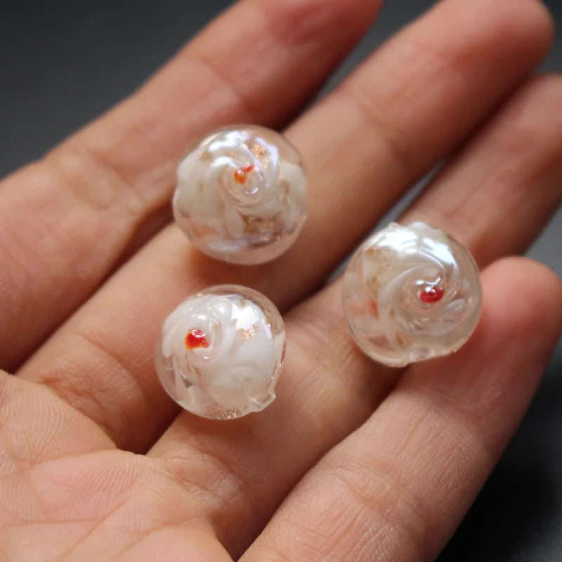 20pcs 16mm Lampwork Glass Flower Beads for Jewelry Making
