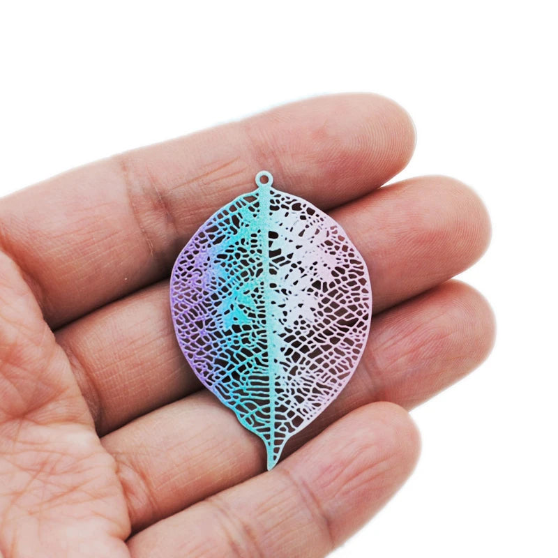 20pcs 28.5*42mm Copper Leaf Shape Charms Earring Pendant DIY Jewelry Findings