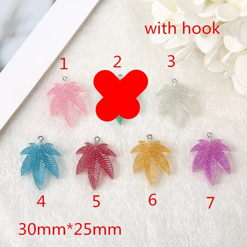 20pcs Multicolor Resin Leaf Charms DIY Scrapbooking Craft