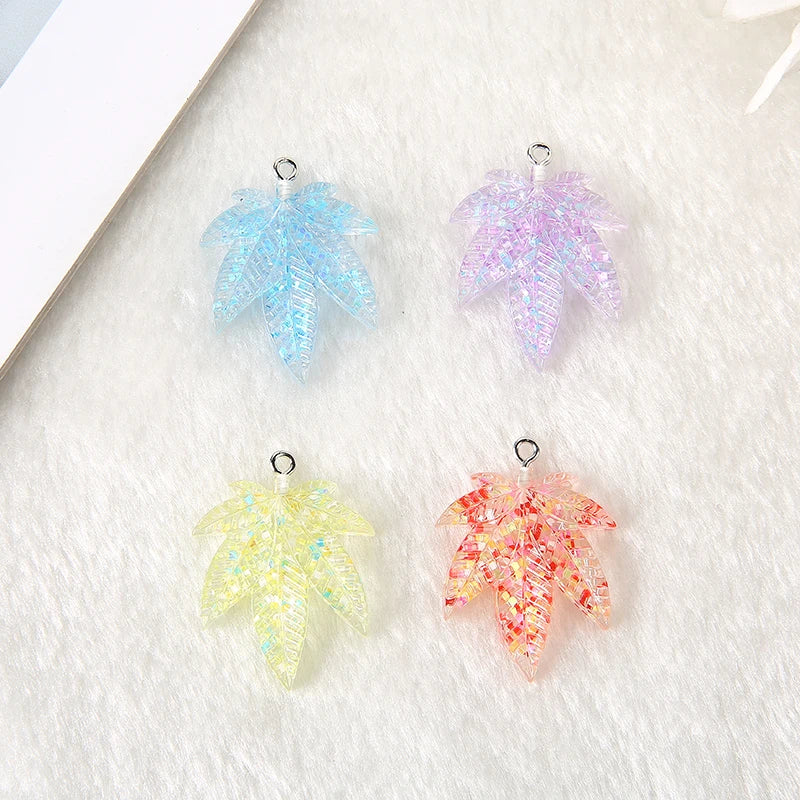 20pcs Multicolor Resin Leaf Charms DIY Scrapbooking Craft
