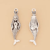 20pcs 3D Mermaid Tibetan Silver Charms for Necklace Making