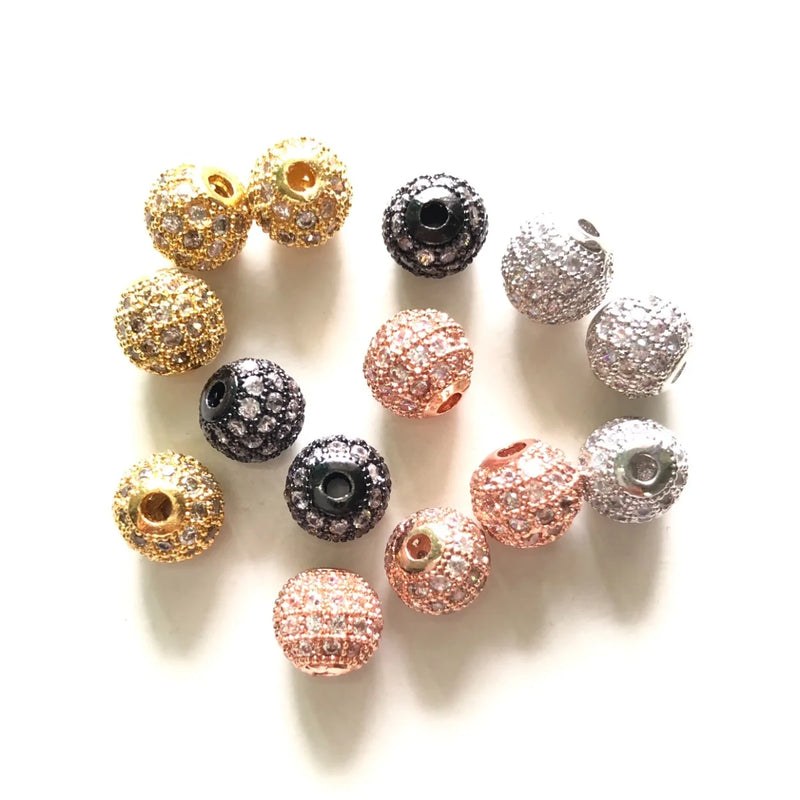 20pcs 8mm Clear Disco Ball Spacer Beads for Bracelet Cubic Zirconia Micro Pave
