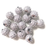 20pcs 8mm Clear Disco Ball Spacer Beads for Bracelet Cubic Zirconia Micro Pave