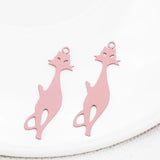 20pcs/Lot 9*35mm Painted Animal Cat Shape Charms Brass Jewelry Pendants