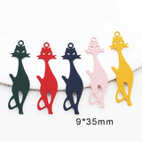 20pcs/Lot 9*35mm Painted Animal Cat Shape Charms Brass Jewelry Pendants