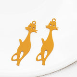 20pcs/Lot 9*35mm Painted Animal Cat Shape Charms Brass Jewelry Pendants