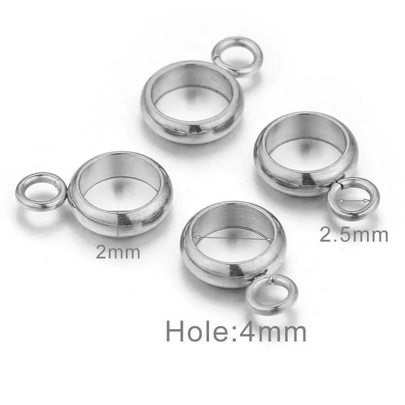 20pcs Big Hole Stainless Steel Charms Bail Clasps DIY Jewelry Making