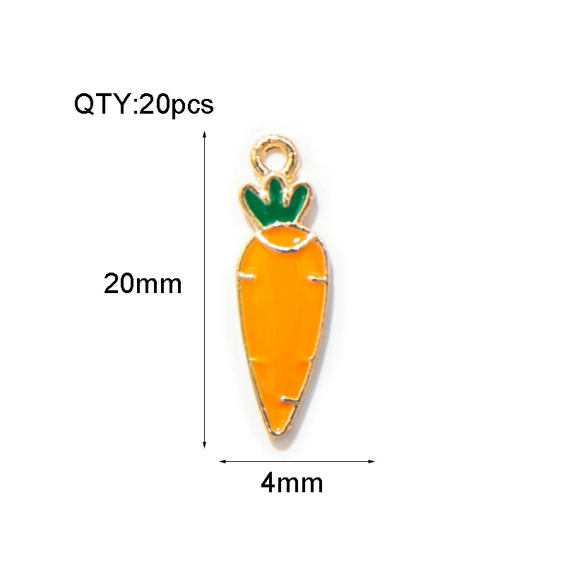 20pcs Cartoon Carrot Enamel Charms DIY Bracelet Jewelry