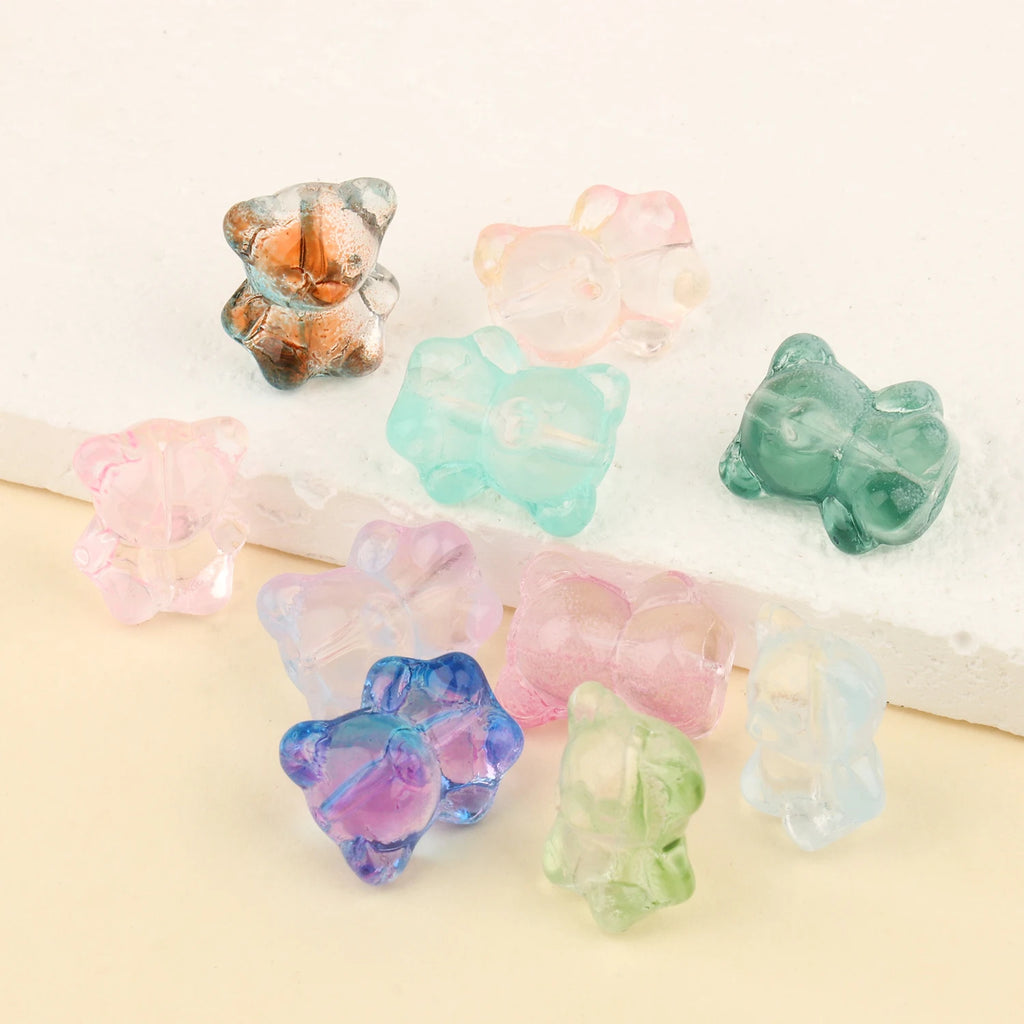 20pcs/Lot Cartoon Bear Lampwork Glass Beads for Jewelry Making DIY Accessories