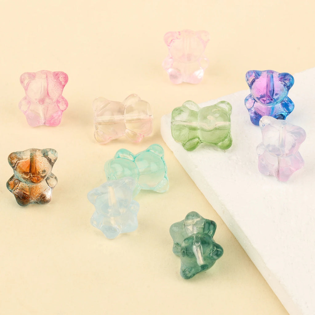 20pcs/Lot Cartoon Bear Lampwork Glass Beads for Jewelry Making DIY Accessories