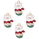 20pcs Christmas Gloves Rhinestone Enamel Charms Pendant DIY Jewelry Making